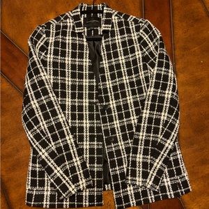 Banana Republic Women’s Plaid Blazer Size Small Black/White